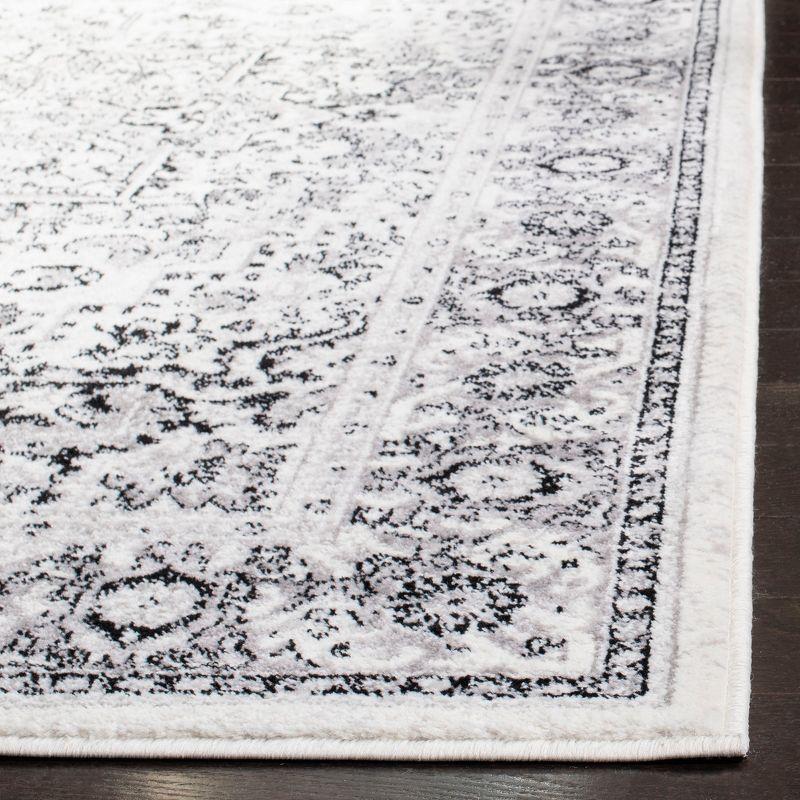 Silver Floral Reversible Synthetic 4' x 6' Area Rug