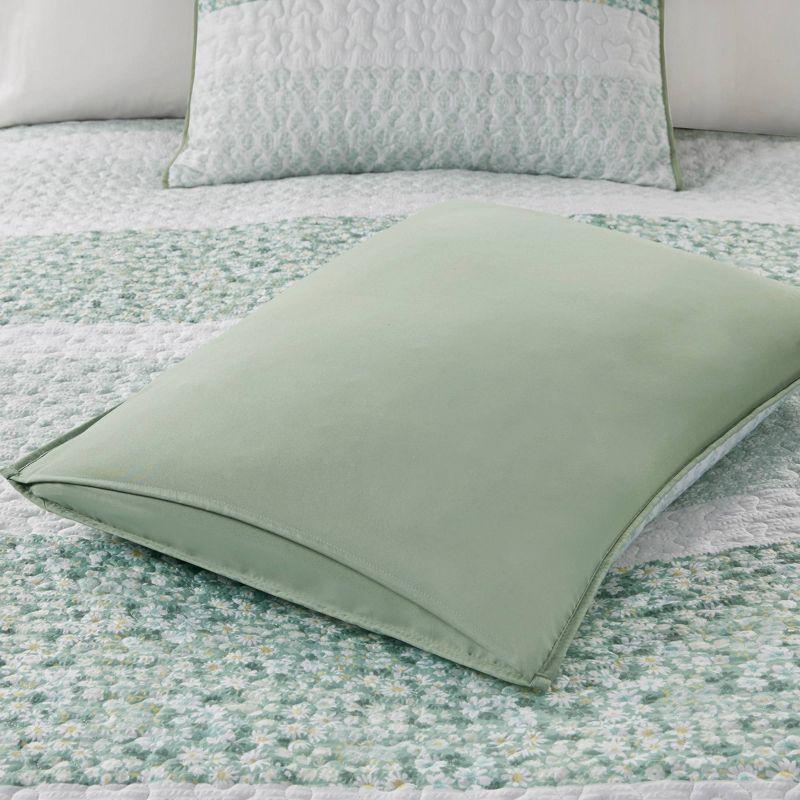 Green King Microfiber Seersucker Quilt Set with Pillow