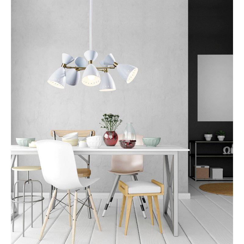 Adesso 5-Head Oscar Pendant White: Modern Metal Ceiling Fixture, ETL Listed, 40W E26, No Bulb Included