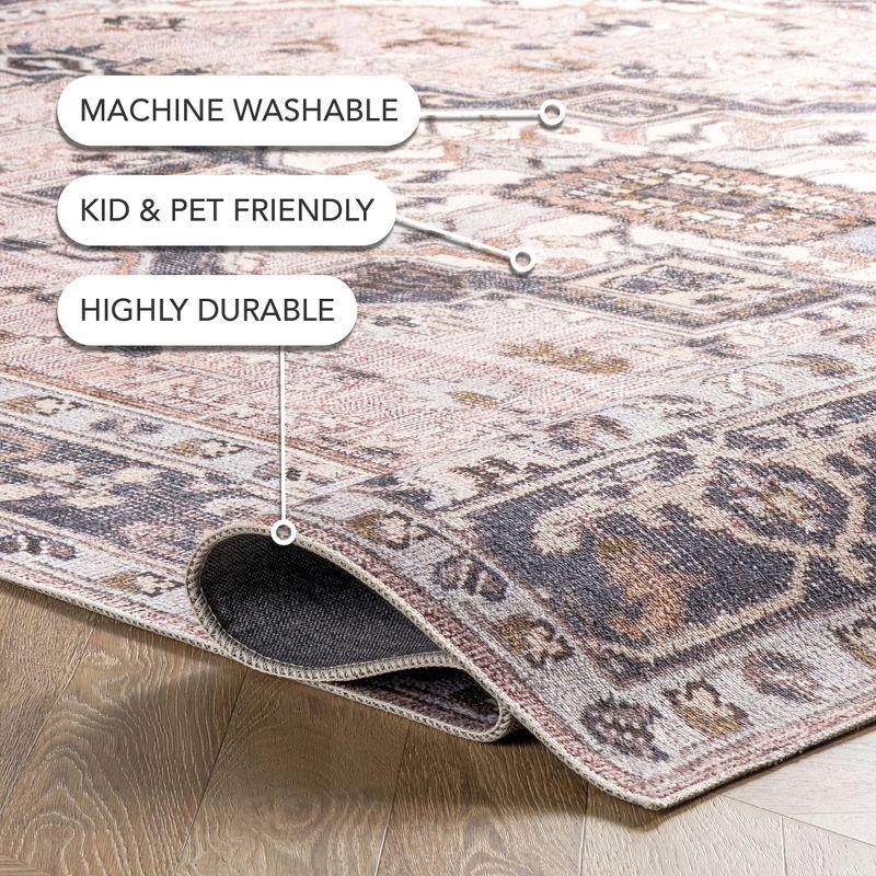 Nuloom Sasha Pet Friendly Machine Washable Medallion Area Rug, 2' x 3', Light Pink