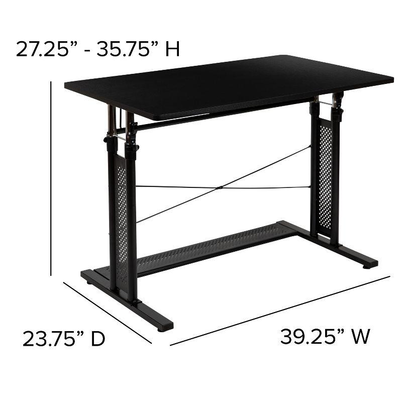 Flash Furniture Height Adjustable (27.25-35.75"H) Sit to Stand Home Office Desk - Black