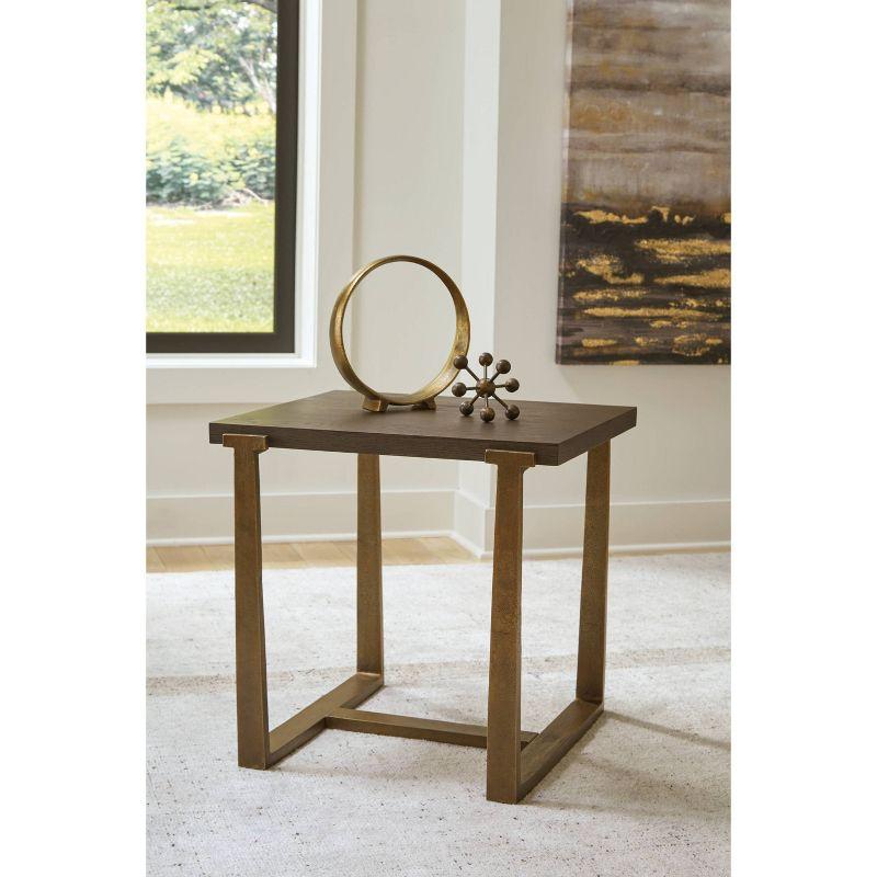 Balintmore Contemporary 22" Rectangular End Table in Brown and Gold