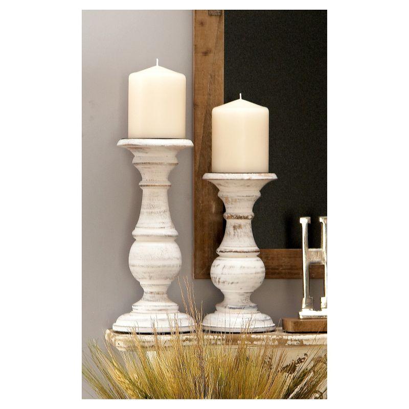 Set of 3 Rustic Pillar Candle Holder White - Olivia & May: Elegant Mango Wood, Sturdy Base, Indoor Use