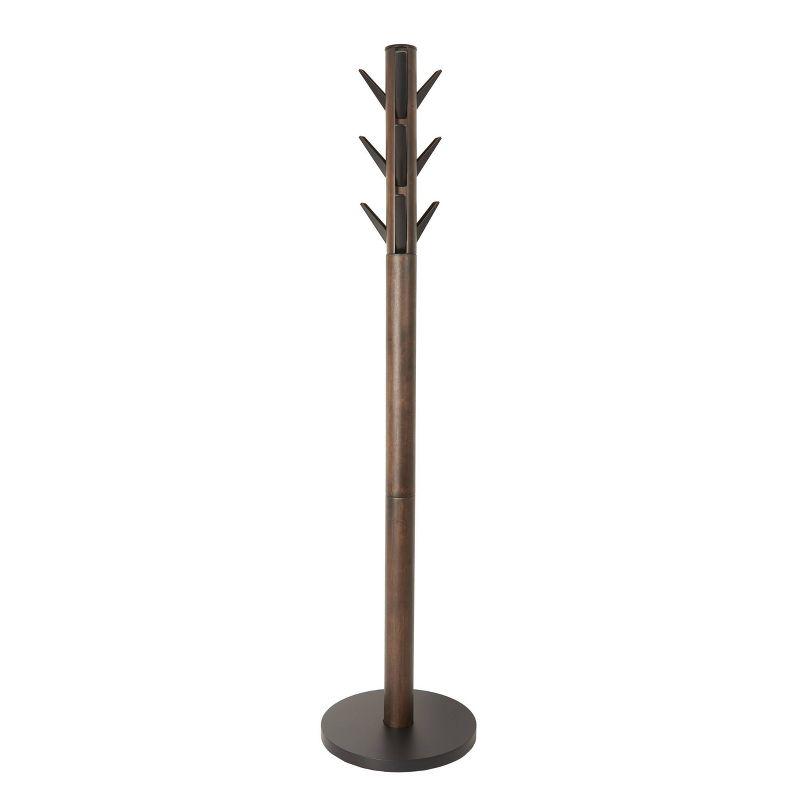 Flapper Sleek Black/Walnut 9-Hook Freestanding Coat Rack