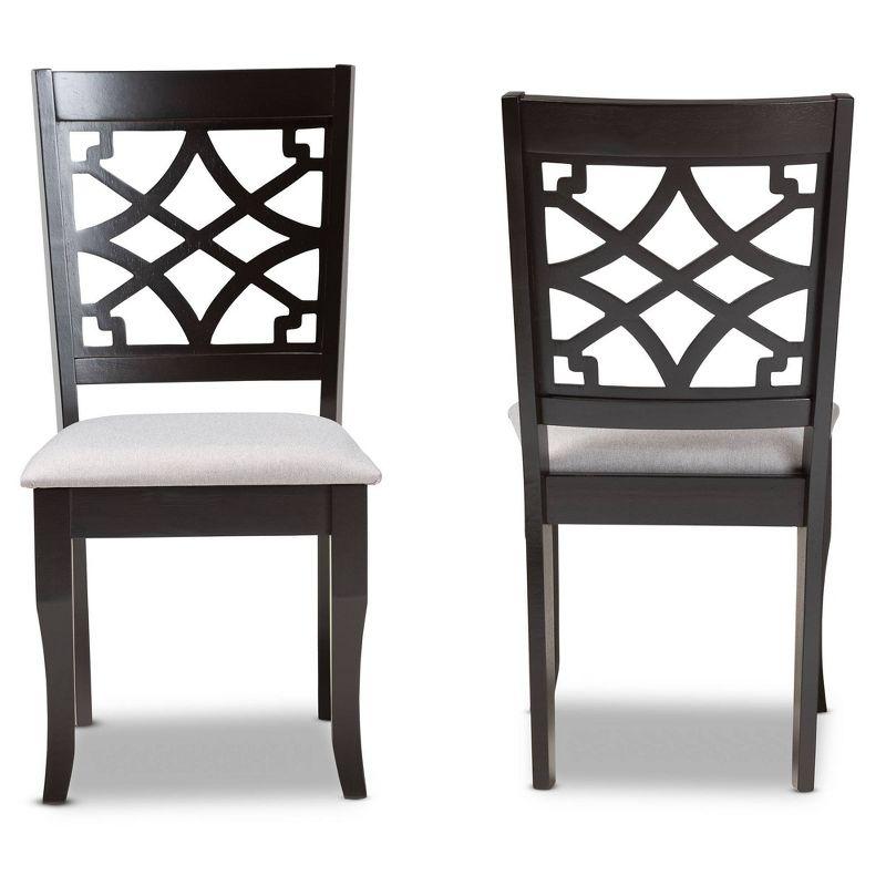 Set of 2 Mael Dining Chair Gray/Dark Brown - Baxton Studio: Elegant Cut-Out Back, Foam-Padded, Saber Legs