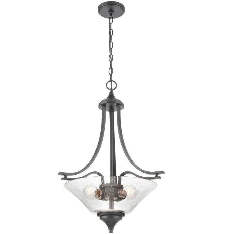 Natalie Rubbed Bronze 26.5" Pendant Light with Glass Shade