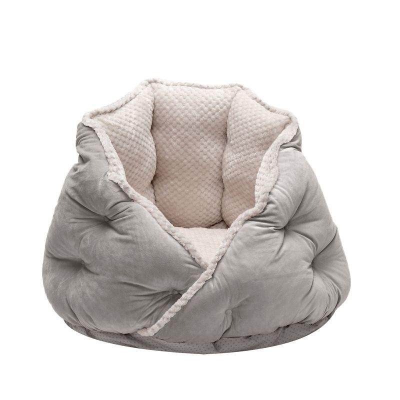 FurHaven Calming Wrap-Around Hug Small Dog and Cat Bed - Medium, Silver Gray