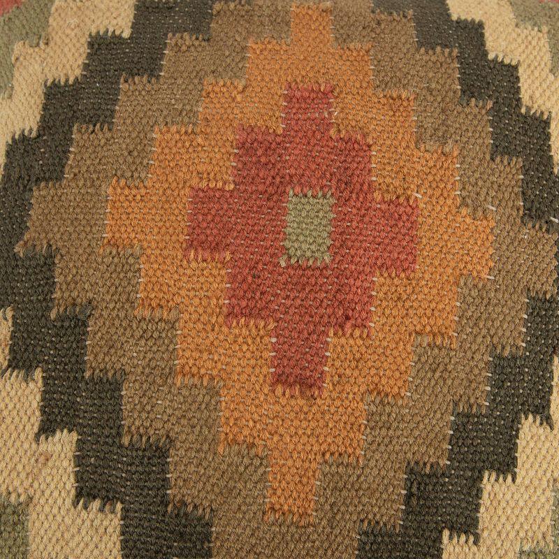 18"x18" Earthtones Southwestern Square Throw Pillow Cover - Rizzy Home: Woven Jute & Wool, Zippered