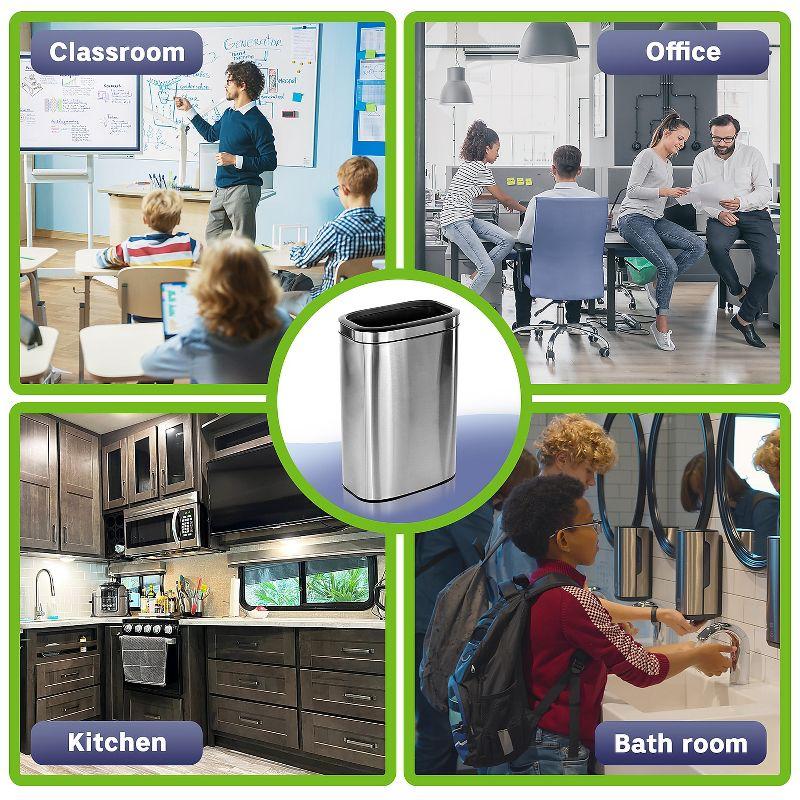 Stainless Steel Open Top Kitchen Office Indoor Trash Can with Liner
