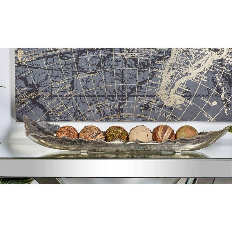 6" x 36" Contemporary Leaf Shaped Aluminum Tray White - Olivia & May