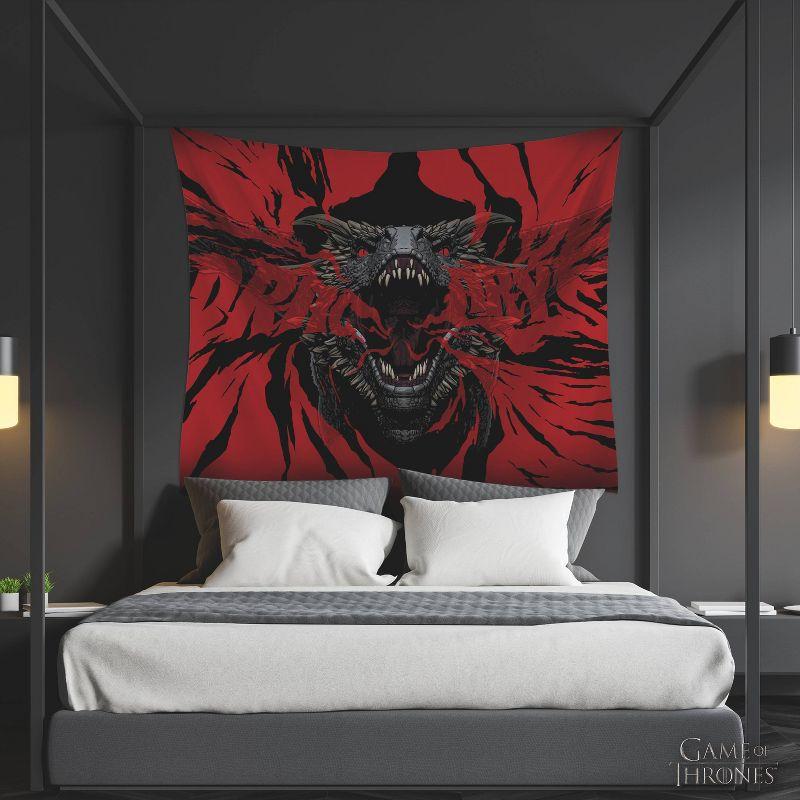 Game of Thrones Dragon Kids' Tapestry Black/Red - RoomMates: Polyester Self-Adhesive Wall Mural, Animal Icon, 60x52