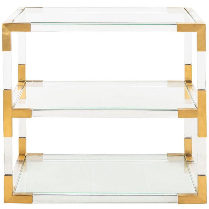 Elegant Gold Rectangular Metal and Glass End Table