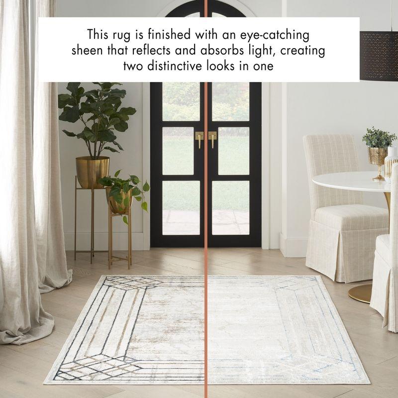 Nourison Glam 5'3" x 7'3" Ivory/Taupe Mid-Century Modern Indoor Rug