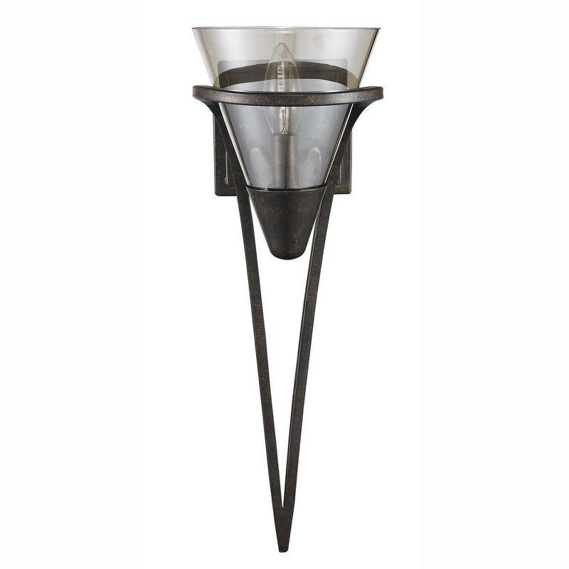 Golden Lighting Olympia 1-Light Wall Sconce in Burnt Sienna with Baltic Amber Glass