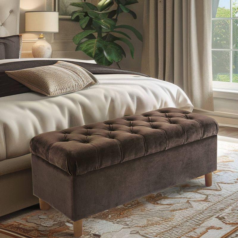 HomePop Velvet Upholstered Storage Bench