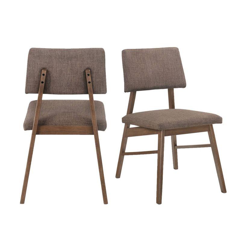 Picket House Furnishings Set of 2 Ronan Standard Height Side Chair Set Walnut: Upholstered, Contemporary Design, Rubberwood Frame