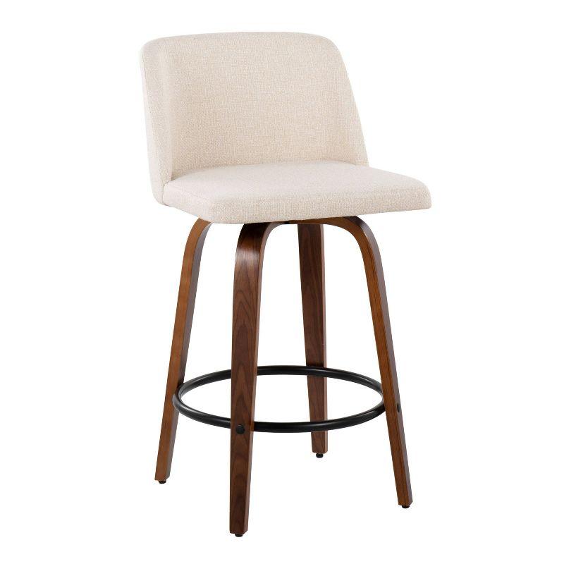 Toriano Mid-Century Swivel Counter Stools in Black & Cream Noise