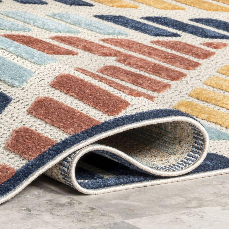 Nuloom Brinn Geometric Striped Indoor/Outdoor Patio Area Rug 5x7, Blue