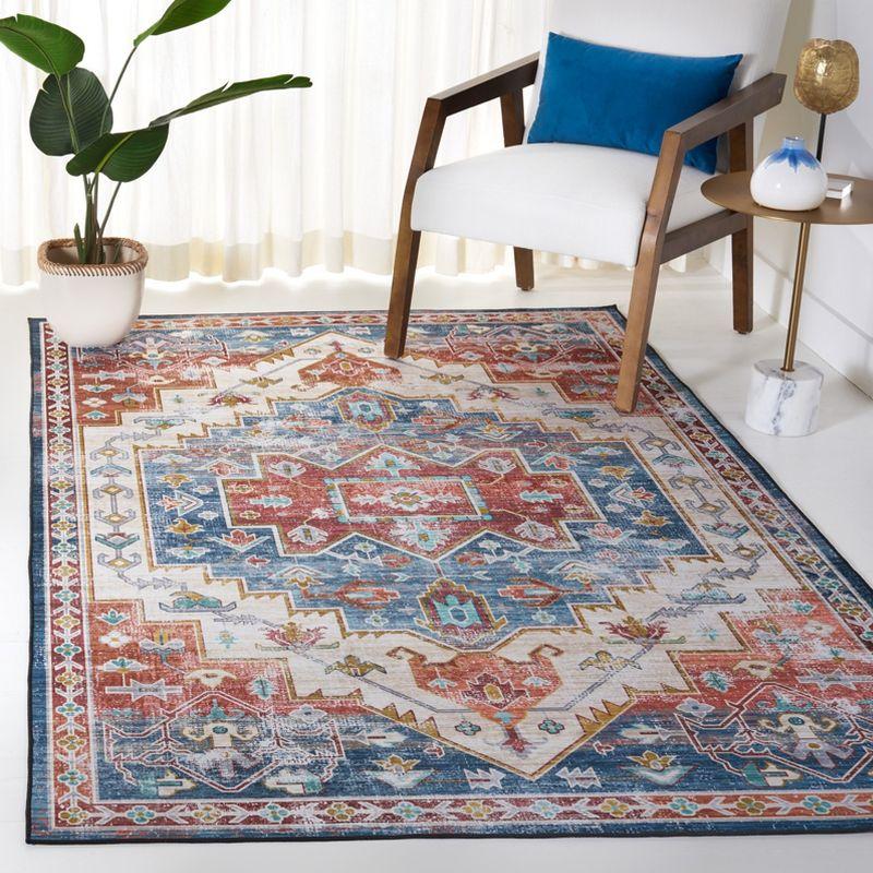 Tucson Vintage Persian TSN116 Power Loomed Machine Washable Skid-Resistant Indoor Accent Rug - Blue/Rust - 3'x5' - Safavieh