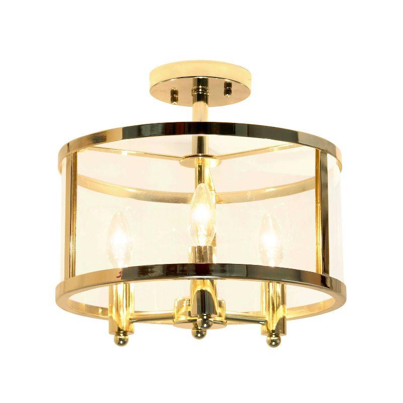 3-Light 13" Industrial Farmhouse Glass/Metallic Accented Semi-flushmount Ceiling Light - Lalia Home