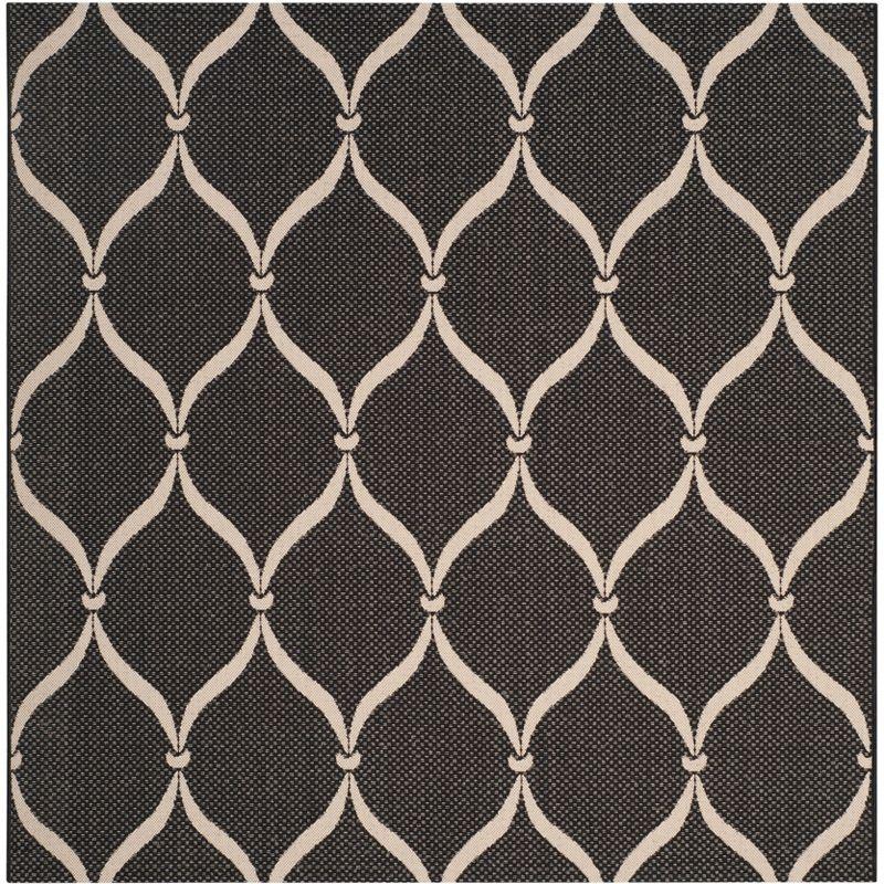 Courtyard CY6654 Power Loomed Indoor and Outdoor Area Rug - Black/Beige - 6'7"x6'7" - Safavieh