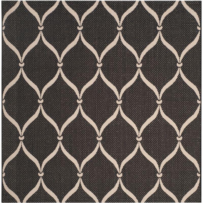 Courtyard Black and Beige Square Indoor/Outdoor Rug