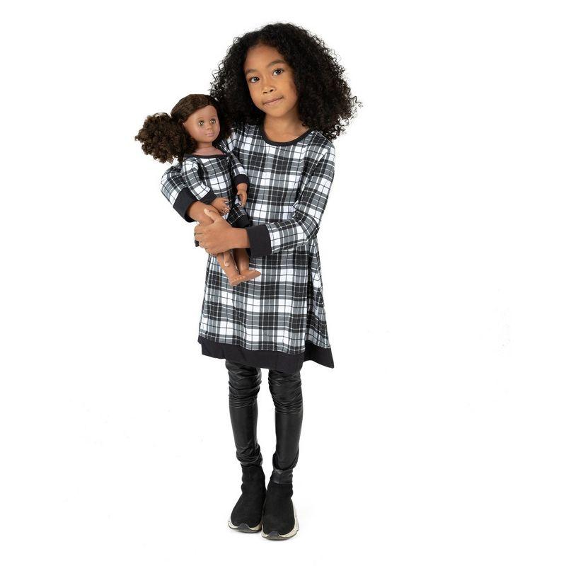Leveret Girls and Doll Cotton Dress Plaid Black and White 8 Year