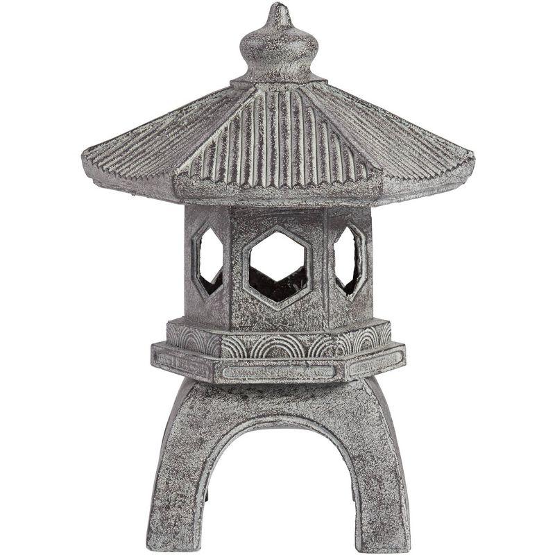 John Timberland Pagoda Statue Sculpture Garden Decor Indoor Outdoor Front Porch Patio Yard Outside Home Balcony Old Faux Stone Finish 16 1/2" Tall