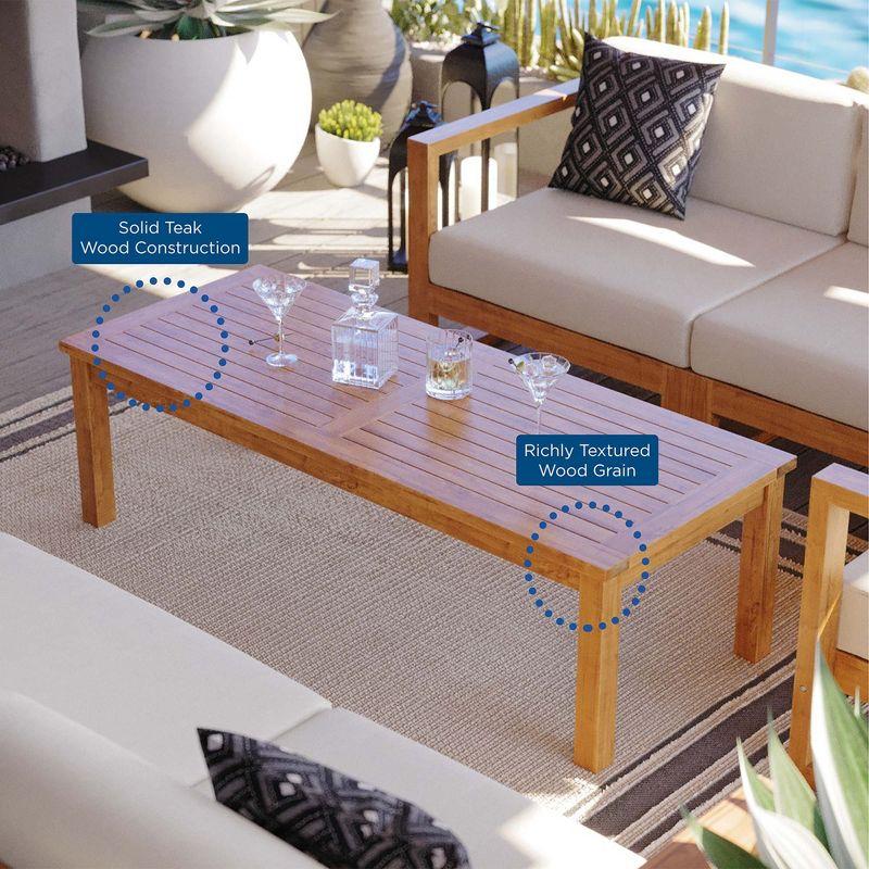 Modway Upland Patio Coffee Table – Teak Wood, 42" Natural Finish