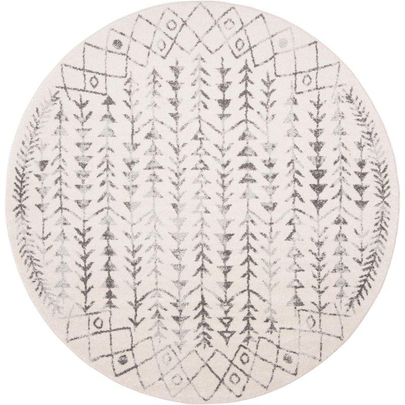 Tulum TUL262 Power Loomed Area Rug - Ivory/Grey - 9' round - Safavieh.
