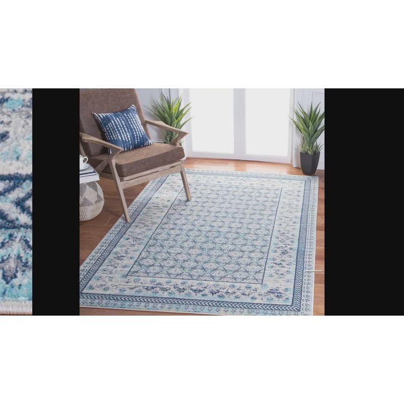 Elegant Brentwood 5' Square Light Grey/Blue Synthetic Area Rug