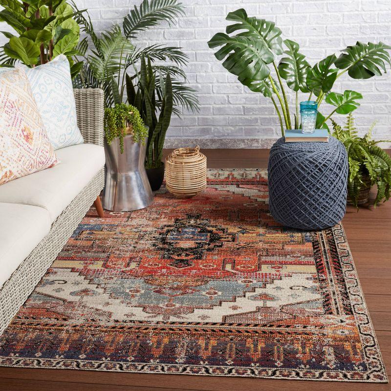 Multicolor Medallion Synthetic Indoor/Outdoor Area Rug