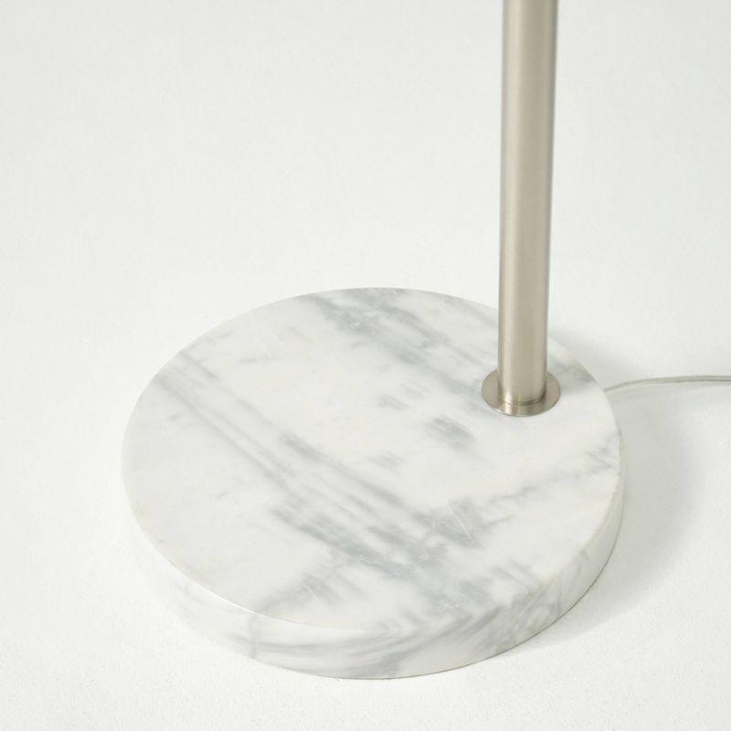 Mason 81 in. Modern Adjustable LED Arched Standing Floor Lamp with Fabric Drum Shade and Weighted Marble Base