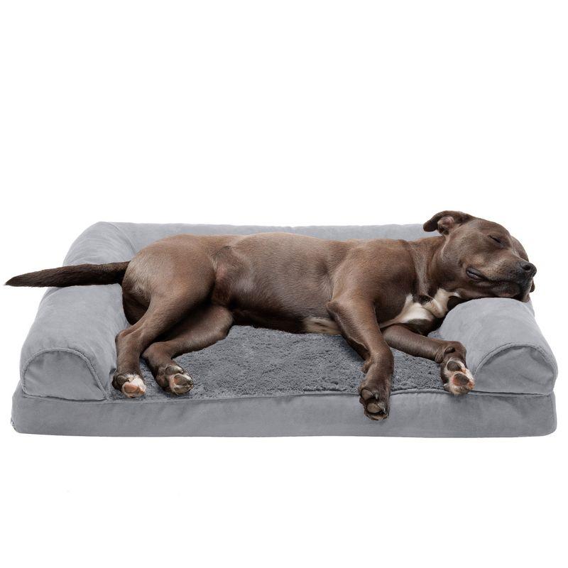 Gray Large Orthopedic Elevated Dog Bed with Plush Surface