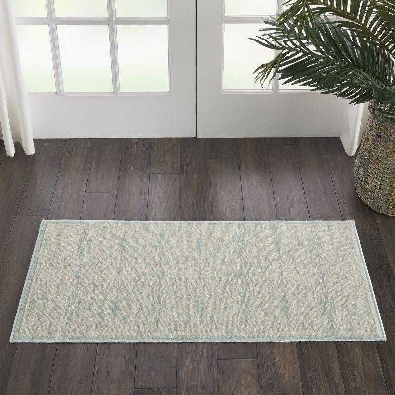 Nourison Jubilant 2' x 4' Ivory/Green Area Rug Beach Transitional Floral by Nourison