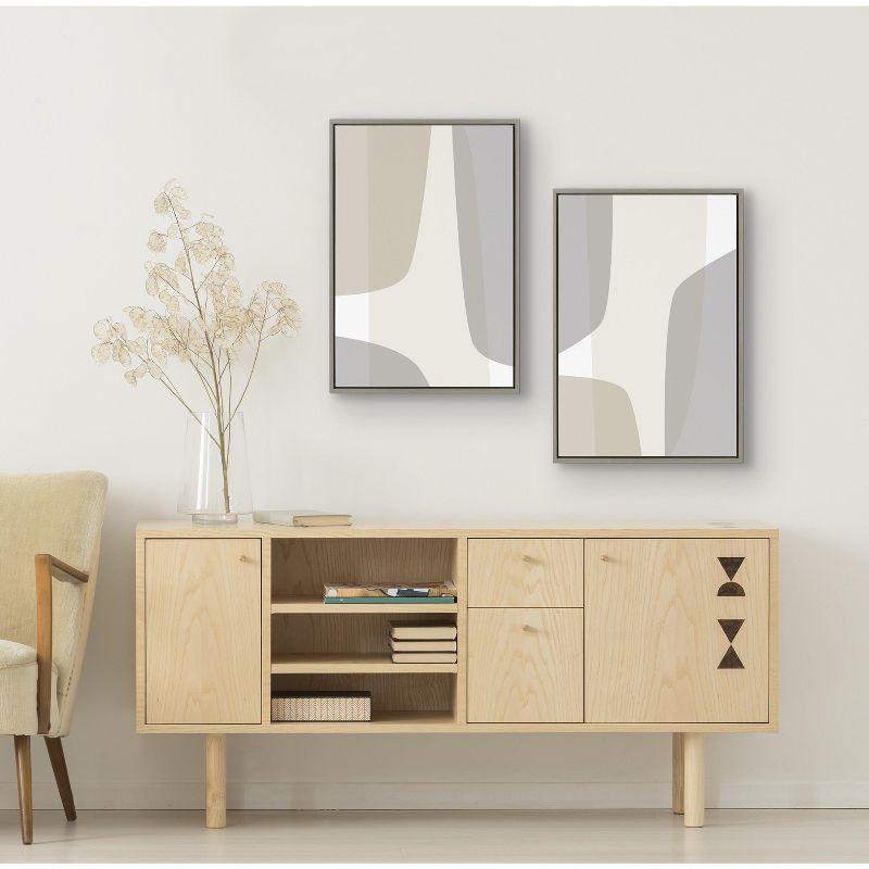 Kate and Laurel Sylvie Comforting Curves Abstract No 1 and No 2 Framed Canvas by The Creative Bunch Studio, 2 Piece 23x33, Gray