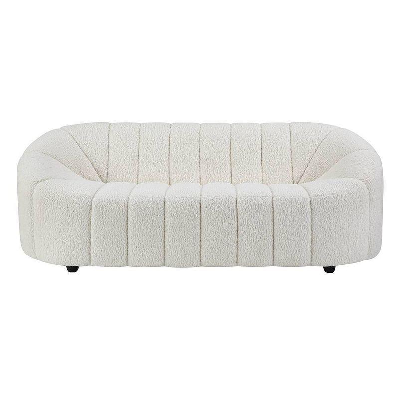 83" Osmash Sofa White Teddy Faux Shearling - Acme Furniture: Plush Upholstery, Wood Frame, Includes 2 Accent Pillows