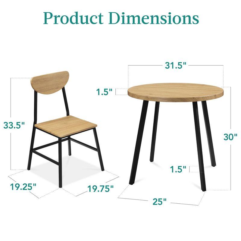 Best Choice Products 3-Piece Mid-Century Modern Round Dining Set w/ 2 Chairs, Angled Legs