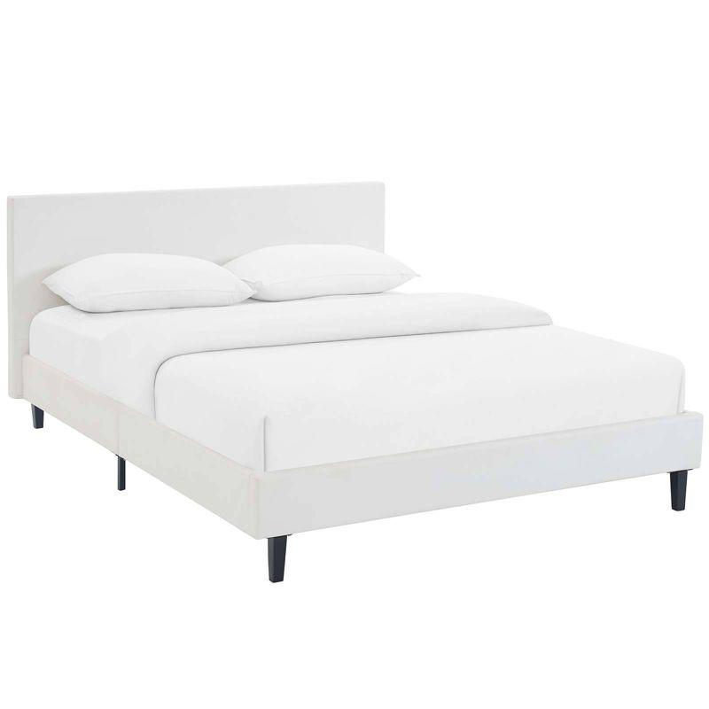 Anya Full Double White Faux Leather Upholstered Bed Frame