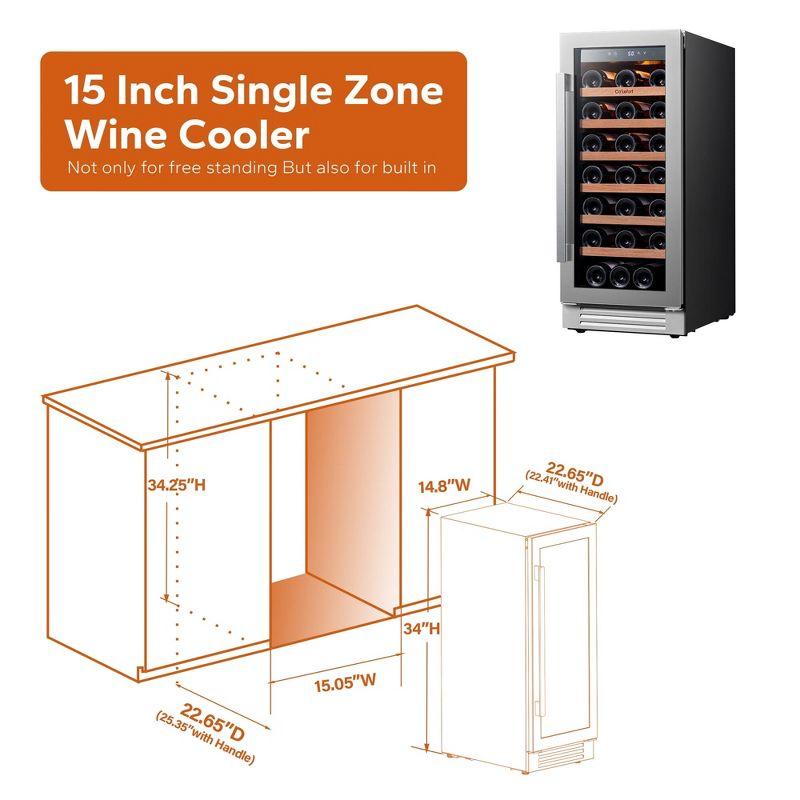 Ca'Lefort 15 inch Wine Refrigerator, 33 Bottle Wine Cooler Freestanding & Built-in