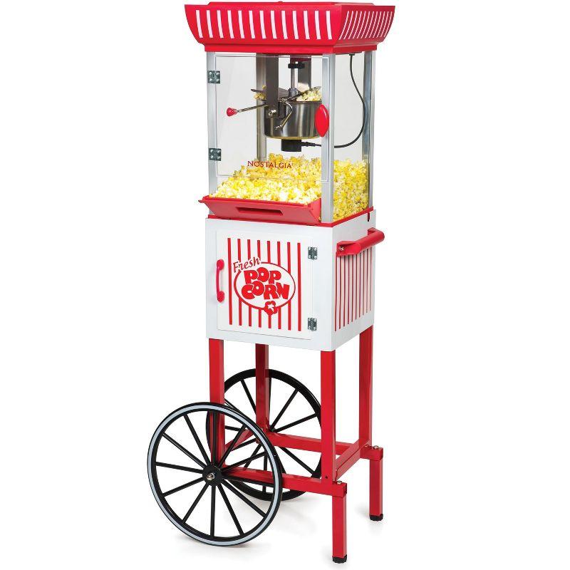 Nostalgia Nostalgia PC25RW 2.5-Ounce Kettle Popcorn Cart, Makes 10-Cups of Popcorn, 48-Inches Tall, Red/White