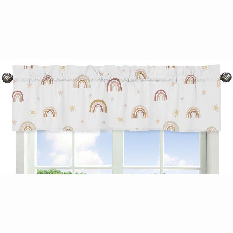 Boho Rainbow Blush Pink and Beige Rod Pocket Valance