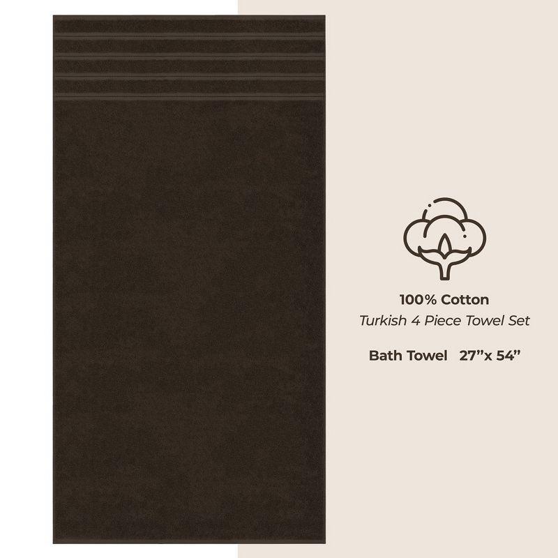 American Soft Linen 4 Pack Bath Towel Set, 100% Cotton, 27 inch by 54 inch Bath Towels for Bathroom, Brown