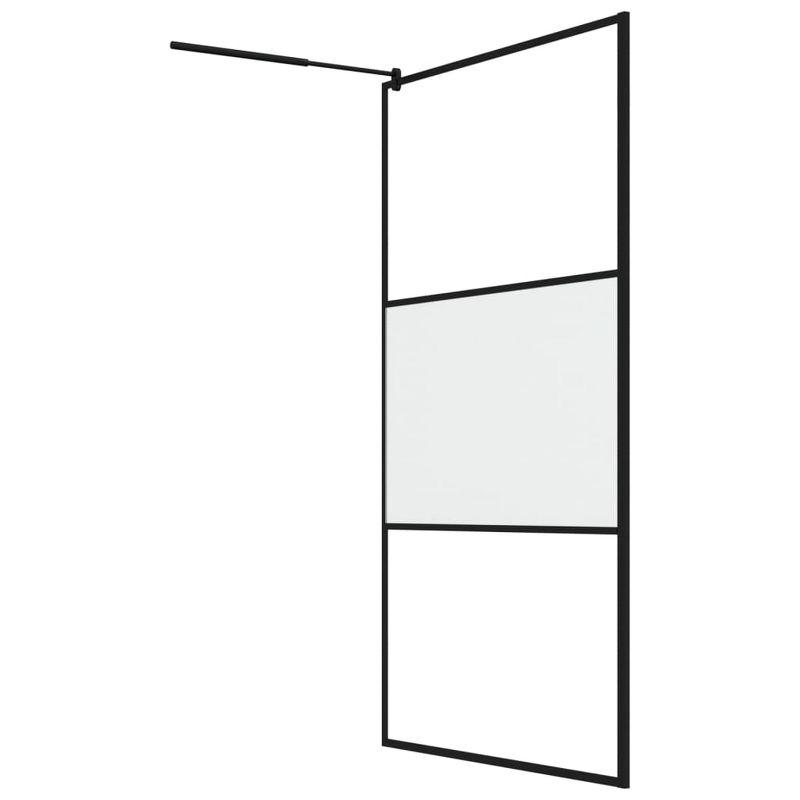 VidaXL Walk-in Shower Wall 45.3 in.x76.8 in. Half Frosted ESG Glass Black