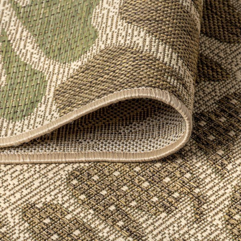 3'x5' Zinnia Modern Floral Textured Weave Indoor/Outdoor Area Rug, Sage/Brown - JONATHAN Y