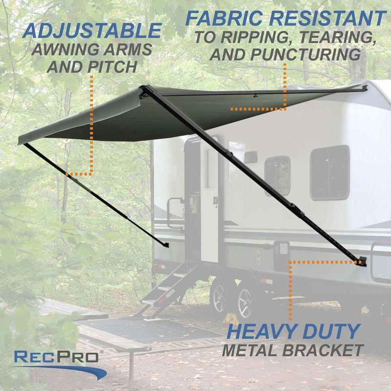 RecPro RV Awning Frame with Durable Fabric Shaded Cover, Protective Outdoor Travel Trailer, Motorhome, or Camper Shield, 21 Foot, Charcoal