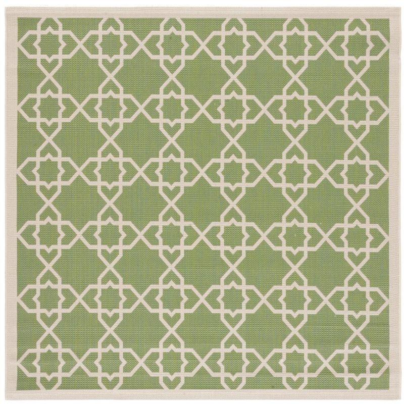 Courtyard CY6032 Power Loomed Indoor and Outdoor Area Rug - Green/Beige - 6'7"x6'7" - Safavieh