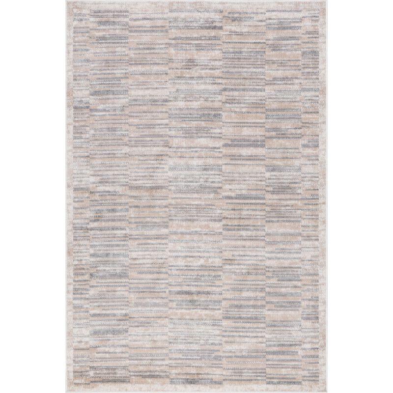 Nidhi Gray Striped Synthetic 5' x 8' Area Rug