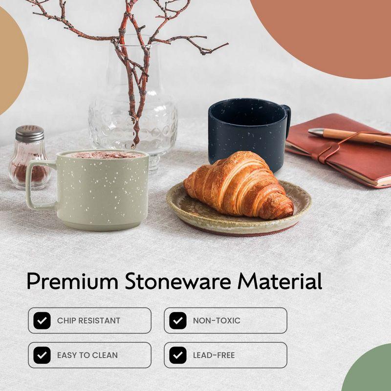 American Atelier Stackable Stoneware 16 oz. Coffee Mugs Set, Cups for Kitchen Countertop, Tabletop, Island, Set of 4,Multicolor w/ White Speckles