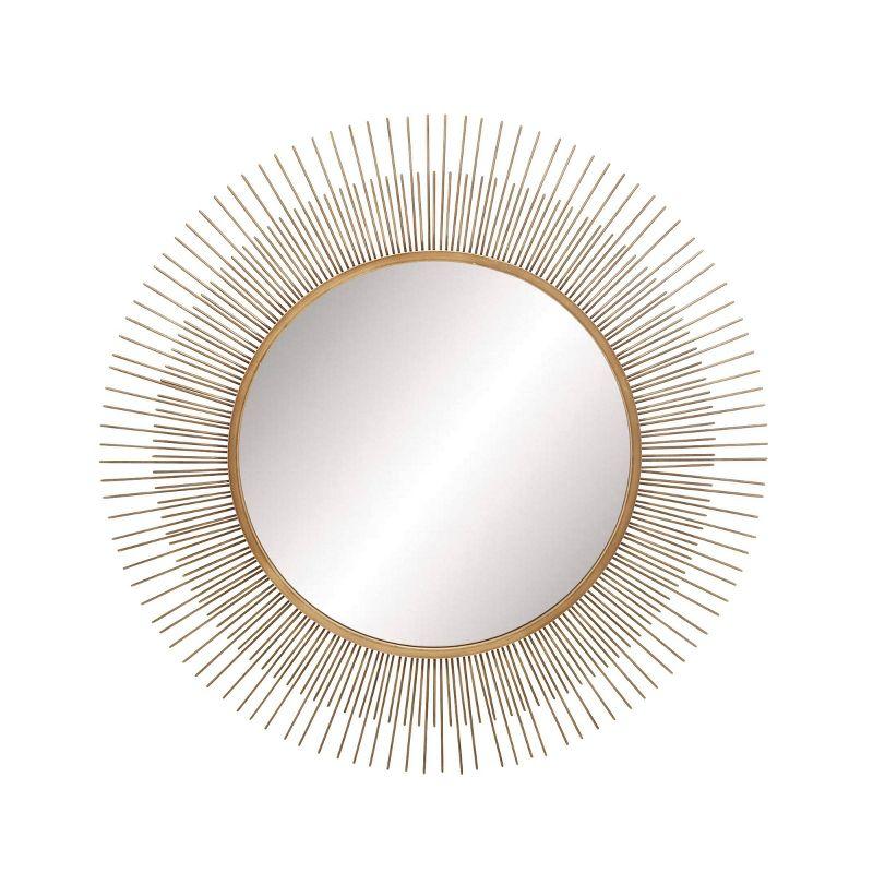 Radiant Gold Sunburst Round Wood Wall Mirror 36"